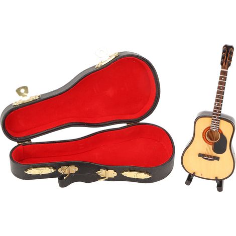 Wooden Miniature Guitar Model Mini Guitar Replica Musical Instrument Model Decoration (1/5)