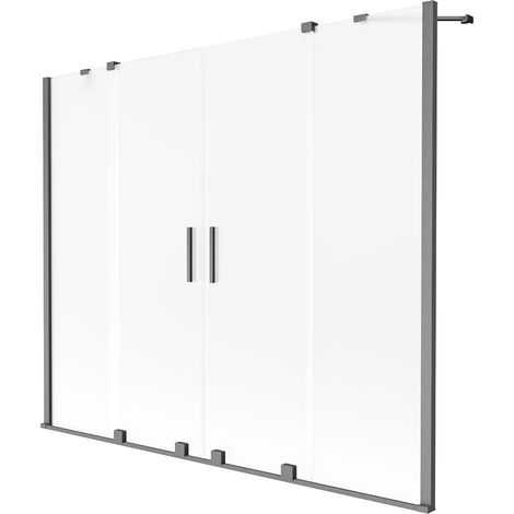 Mexen Velar Duo 2-flügelige Duschtrennwand, 170 x 150 cm, matt, gebürstet Gun Gray - 896-170-000-32-66 (1/2)