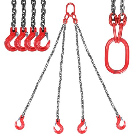 Chaîne de Levage, 4 Pieds Élingue de Chariot Élévateur Chaîne, 2m Élingue en Acier Allié, Chaîne de 8mm Capacité Charge, 6T Chaîne de Levage de Poids (1/5)