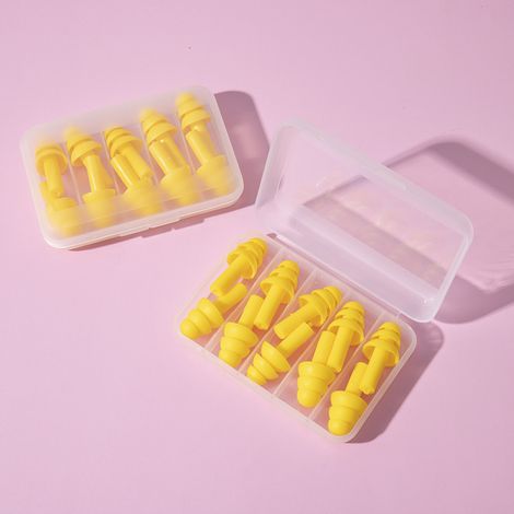Bouchons d'oreille, 5 paires de bouchons d'oreille anti-bruit pour le sommeil, protection auditive, étude du sommeil, voyage de travail(jaune) (1/5)