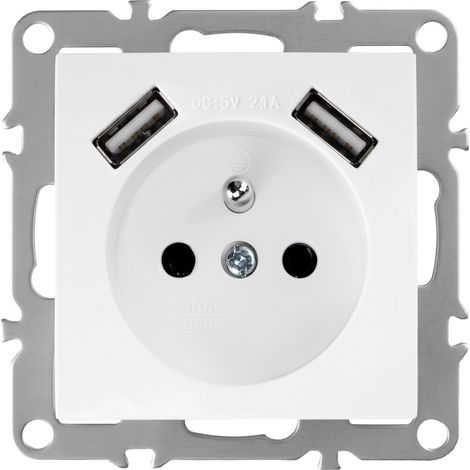 Toolight Single Grounded Socket + 2x Usb-a Oste Jnh003-g White (1/5)
