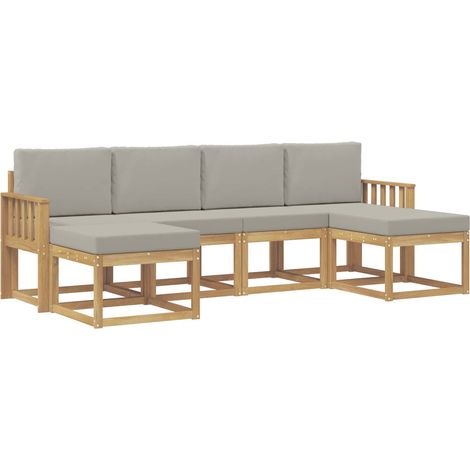 Set di divani da esterno 6 pz 6-Posti Bianco e Grigio Chiaro vidaXL (1/5)
