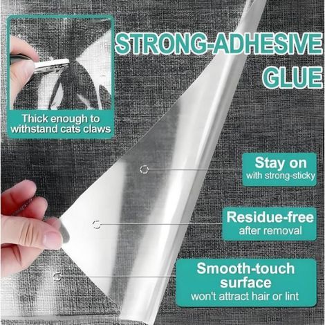Protection anti-griffures pour canapé - Ruban adhésif large 200 mm x 3 m, protège-angles élastiques inclus (1/5)
