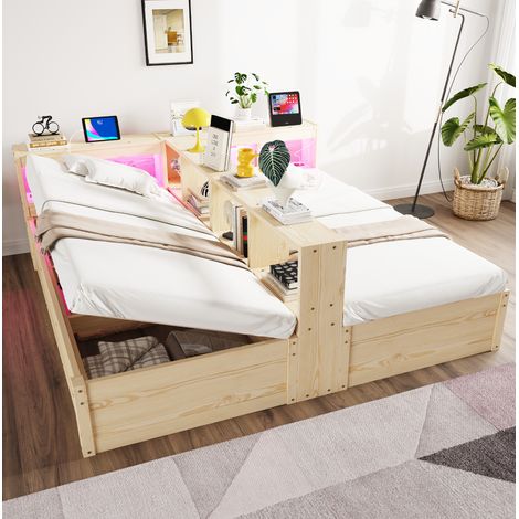 Bett Doppelbett Stauraum 90x200 180x200 Holz OKMYHOME (1/5)