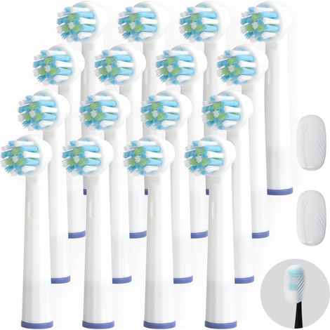 16 Replacement Brush Heads for Cross Action EB50, Stored Separately, Compatible with 7000/Pro 1000/9600/5000/3000/8000 Electric Toothbrushes, 2 x Silicone Dust Cover (1/5)