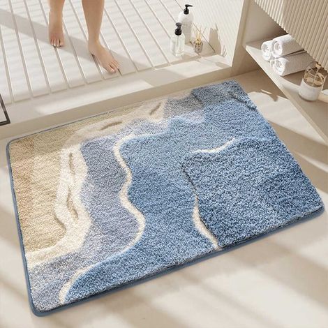 Alfombra de baño con estampado marino - 50 cm x 80 cm - azul marino (1/5)