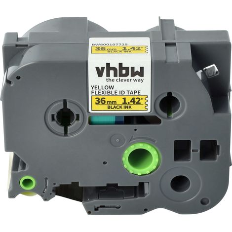 vhbw Label Tape Replacement for Brother TZ-FX661, TZE-FX661 for Label Printer 8m x 36 mm, Black on Yellow, Flexible (1/4)