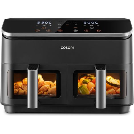 COSORI Friggitrice ad Aria Doppio Cestello, 8,5 Litri Grande Capacità del Air Fryer, Funzione 8 in 1, 35-230°C, Veloce ed Efficiente, Finestra, CAF-R902, Nero Profondo (1/5)