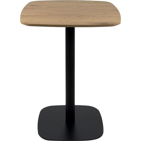 Table de bistrot de cuisine, table d'appoint, hauteur 75 cm, plateau 60 x 60 cm, pour 1 à 2 personnes, piètement fixe en métal SILA (blanc et bois) (1/4)