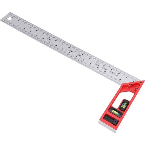 Règle d'angle à 90° pour menuisier, outil de traçage et mesure avec bulles double axe, longueur 400 mm (1/5)