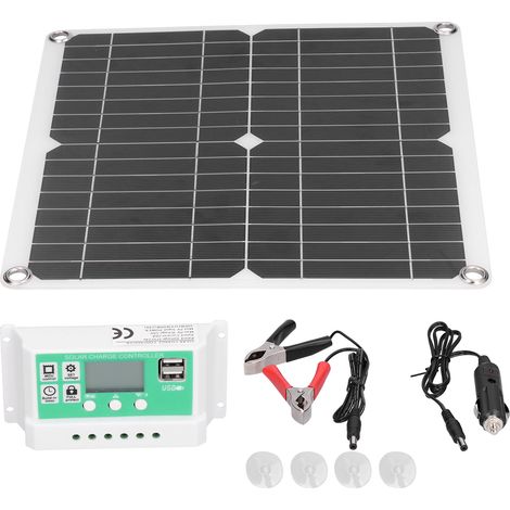 Panneau solaire flexible monocristallin en silicium 40 W 18 V avec contrôleur de charge solaire 20 A pour usage extérieur (1/5)