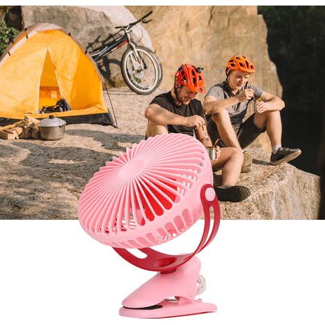 Tragbarer USB-Clipventilator mit mehrfacher Drehwinkelverstellung (rosa) (1/5)