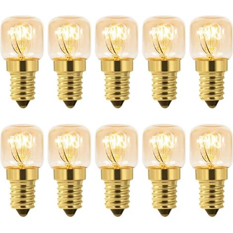 Oven Bulb 15W E14 T22 Pack of 10 Warm White 2700K, 80LM AC 230V Oven Refrigerator