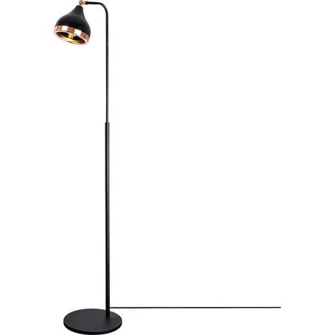 Lámpara de metal a pantalla orientable YILDO - Alt. 165 cm - Negro y cobre - Venta-unica (1/5)