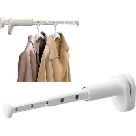 Perchero de viaje extensible de pared - Perchero portátil que ahorra espacio - 12,55,98,7 cm - Blanco (1/5)