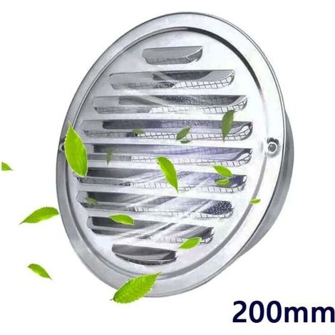 Grille de Ventilation en Acier Inoxydable- Grille d'aération avec Moustiquaire - Couvercle d'évacuation pour Cuisine Meubles Bouche(200mm) (1/5)