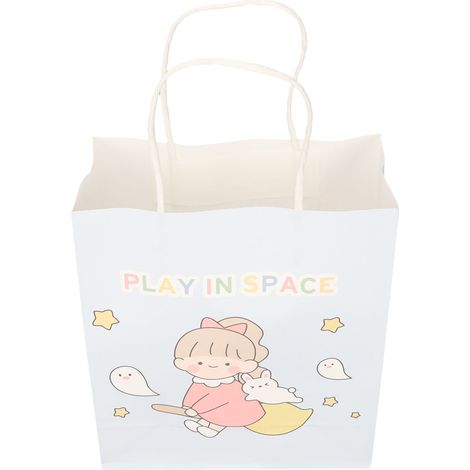 12 sacs cadeaux en papier kraft blanc, réutilisables, grande capacité, mini sacs avec anses, motif cartoon, pour bureau et école, type 3 (1/5)