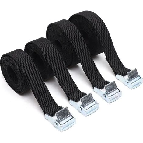 4 PCS Sangle D'Arrimage 240in Sangle Porte Velo Sangle de Serrage Sangle de Fixation avec Boucle Réglable pour Porte Vélo Moto Voiture Charge Maximale 100 kg (Noir)