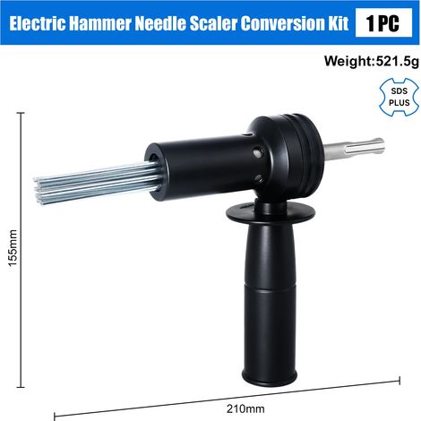 Adaptateur pour perceuse à percussion SDS Plus : décapeur électrique à aiguille 18 broches pour décapage de peinture, élimination de la rouille et du béton (alternative aux outils pneumatiques). (1/5)