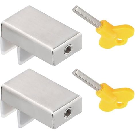 Lot de 2 verrous de fenêtre coulissants en acier inoxydable pour cadre de porte de sécurité réglable avec clé pour la sécurité des enfants et des animaux domestiques (1/5)