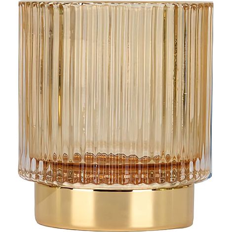 Rangement Maquillage, Boîte Rangement Pinceaux Maquillage en Cristal, Pot Pinceau Maquillage Vintage Porte-stylo, Organisateur de Maquillage pour Coiffeuse, Chambre, Salle de Bain (Ambre S) (1/5)