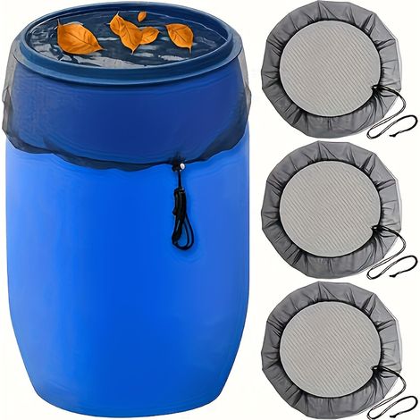 Couvercle en maille réglable en 3 parties pour seaux à pluie, filtre à feuilles, filet pour seau à pluie avec cordon de traction. (1/5)