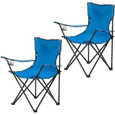 Chaise de Camping Pliantes Lot de 2 Confortable avec Accoudoirs,Chaise de Plage Fauteuil Pliable Légère avec Boisson et Sac de[342] (1/3)