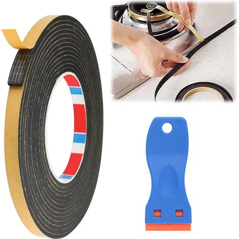 Window Seal Insulation - Entrance Door Seal - Hob Sealing Tape - 7mm x 2mm x 5m with Scraper - Suitable for Ceramic Hobs - Reliable Sealing (1/5)