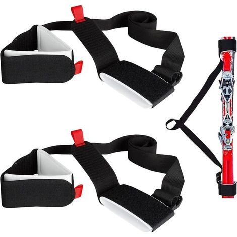 2 Pièces Sangles Porte-Skis Réglable,Bandoulière de Ski,Transport Poignets de Ski,Bâtons pour Enfants et Adultes (1/4)