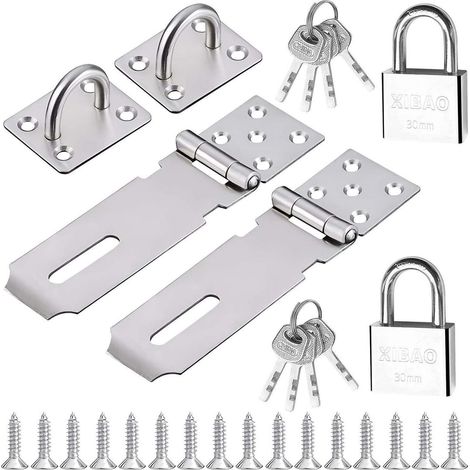 Vorhängeschloss Haspe Set Edelstahl, 4 Stück Schlossriegel mit 4 Schlüsseln