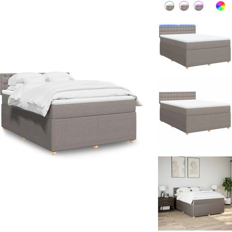 Sommier à lattes de lit avec matelas Taupe 160x200 cm Tissu - Sommier À Lattes De Lit - Sommiers À Lattes De Lit - Lit - Meuble De Chambre À Coucher (1/5)
