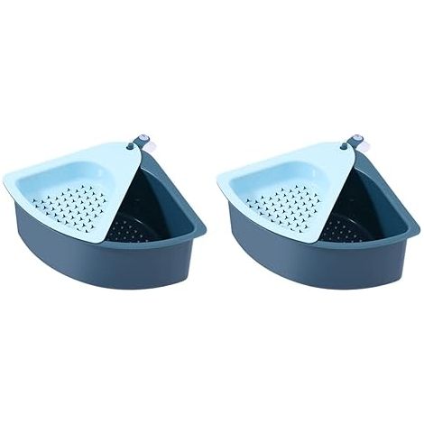 Lot de 2 paniers d'égouttage pour évier, étagère d'égouttage, égouttoir à couverts, panier d'égouttage triangulaire pour évier-AquaForge (1/5)