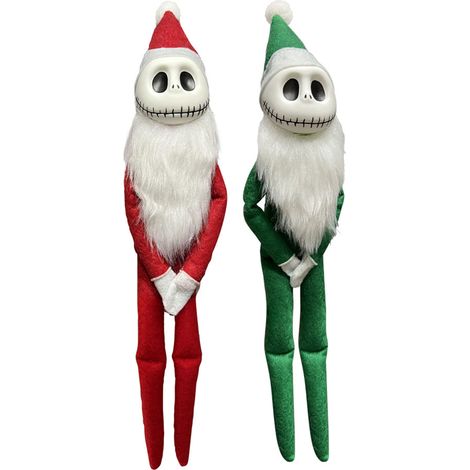Set mit 2 PVC-Skelettfiguren, rot und grün, zur Dekoration von Haus oder Büro zu Weihnachten. (1/4)