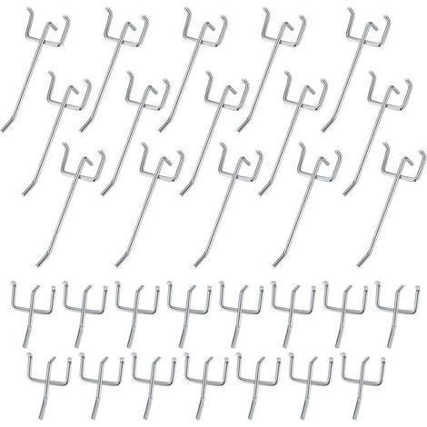 30 Pièces Crochets pour Panneaux Perforés, Crochets Panneau Perforé Porte Mural, Crochets Muraux pour Organiser Outils Établi Rayonnages - 10cm/5cm (1/5)