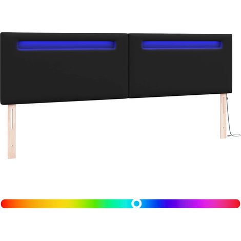Maison Exclusive - Cabecero LED Negro 200 cm Cuero sintético