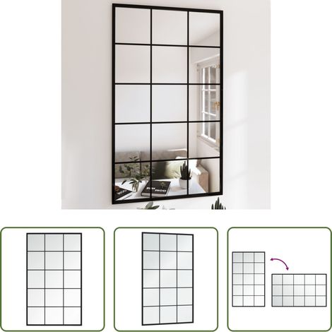 vidaXL Miroir mural moderne - Miroir mural noir 100x60 cm métal (1/5)