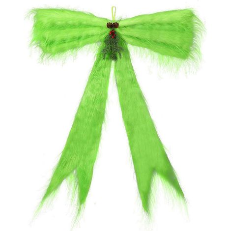 47.2" Vert fausse fourrure cime de sapin nœud décoratif, LED lampe avec Pinecones baies pour porte décoration (1/5)