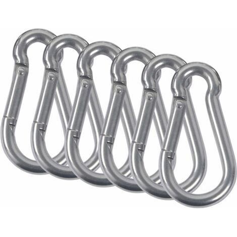[JAMAIS UTILISÉ] M5 Mousquetons Acier Inoxydable 304 Mousqueton Pompier Ressort Avec Mousqueton De Fixation Pour Camping Randonnée Hamac Balancoire 6Pcs