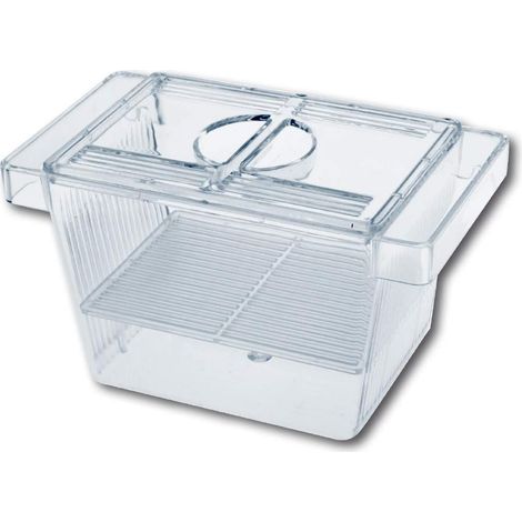 Réservoir Élevage Poisson - 1 Pièce - Plastique Transparent - Flottant Avec Couvercle - Aquarium Reproduction Et Quarantaine - 12x6x6 cm (1/2)