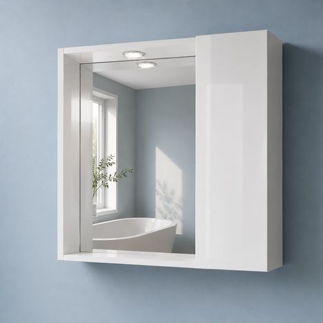 SPECCHIERA CM 60 BIANCO LUCIDO CON LUCE LED