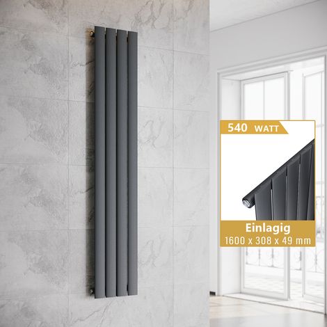 ELEGANT Heizkörper Anthrazit Paneelheizkörper Vertikal 1600x308mm Einlagig (1/5)