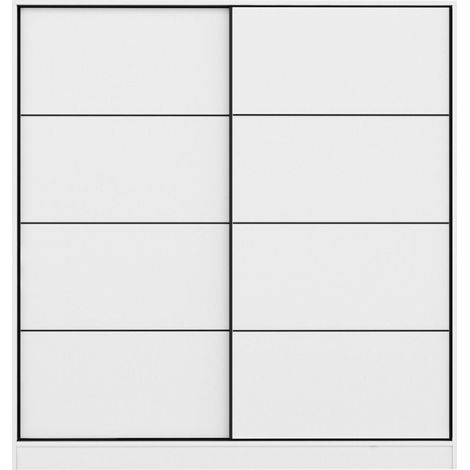 Guardaroba 2 Ante Cuvio, Armadio Camera da Letto Appendiabiti, 5 Ripiani, Apertura Scorrevole, 180x190h cm Bianco