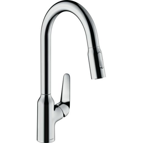 Mitigeur monocommande de cuisine hansgrohe Focus M42 – Tête de robinet ComfortZone 220 – Débit 8 l/min – Tuyau de douche à raccord rapide (1/5)