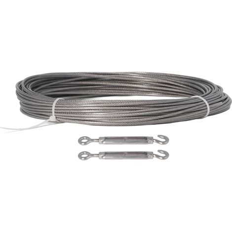 Kit de Câbles en Acier Inoxydable pour Rideaux et Tentes, Support pour Plantes avec Railing PVC