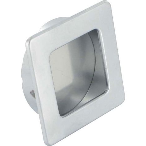 Poignée cuvette zamak chromé mat – Dimensions 50 x 50 mm – Encastrement Ø 45 x 11 mm – Profondeur 12 mm – Pour meubles modernes – Fosun