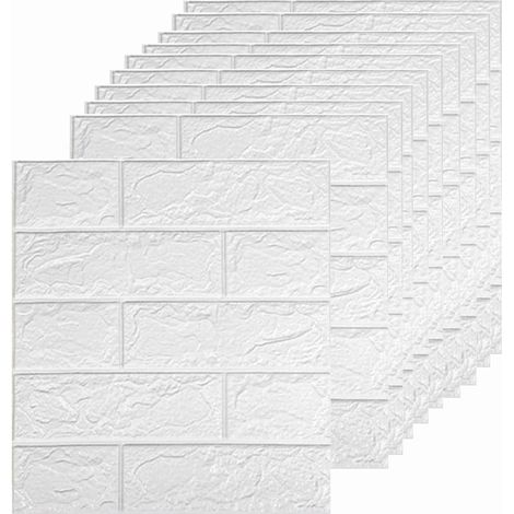 Lot de 10 Panneaux Muraux Brique 3D Adhésifs, Papier Peint Mousse Isolant Thermique et Phonique (1/5)