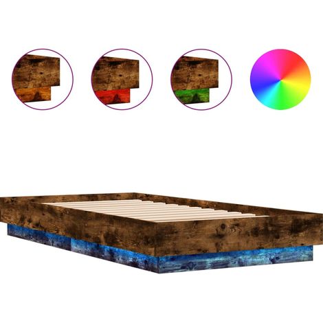 Maison Exclusive - Estructura de cama con luces LED roble ahumado (1/5)