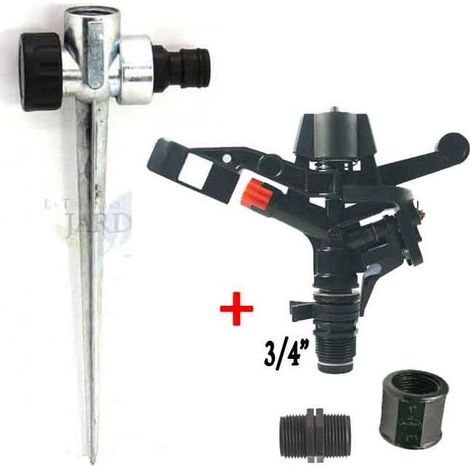 Arroseur à secteur agricole 3/4'', portée 13 à 18 m, + piquet support arroseur (1/5)