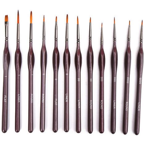 Lot de 12 pinceaux fins, pinceaux miniatures professionnels pour peinture acrylique et à l'huile (1/5)