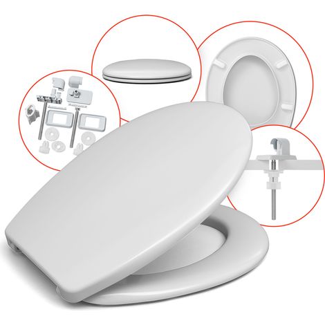 Abattant WC universel solide – frein de chute, antibactérien, duroplast rigide
